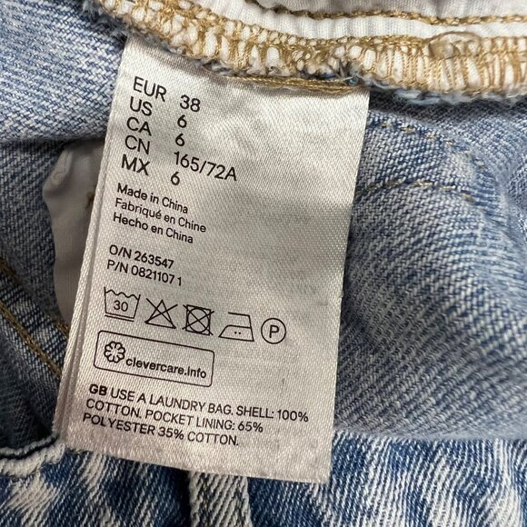 H&M Divided Denim Mini Skirt size 6 Jean Pencil Raw Hem Button Front Women - Picture 5 of 5